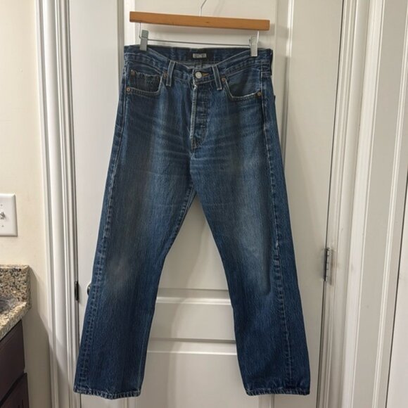 Reformation Redone Levi’s Medium Dark Wash Straight Leg Jeans in Size 28 - Picture 1 of 7